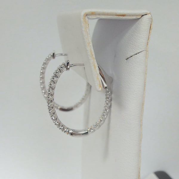 14KWG .94TW Diamond Oval Inside/Outside Hoops