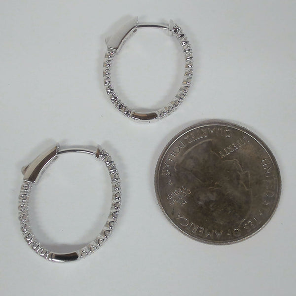 14KWG .94TW Diamond Oval Inside/Outside Hoops