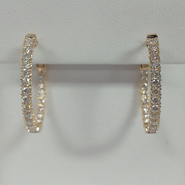 14KYG .94TW Diamond Oval Inside/Outside Hoops