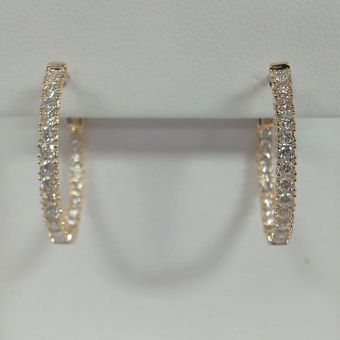 14KYG .94TW Diamond Oval Inside/Outside Hoops