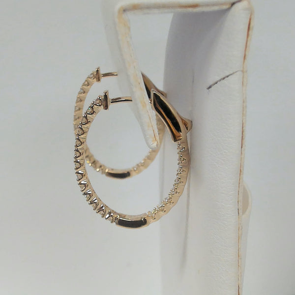 14KYG .94TW Diamond Oval Inside/Outside Hoops