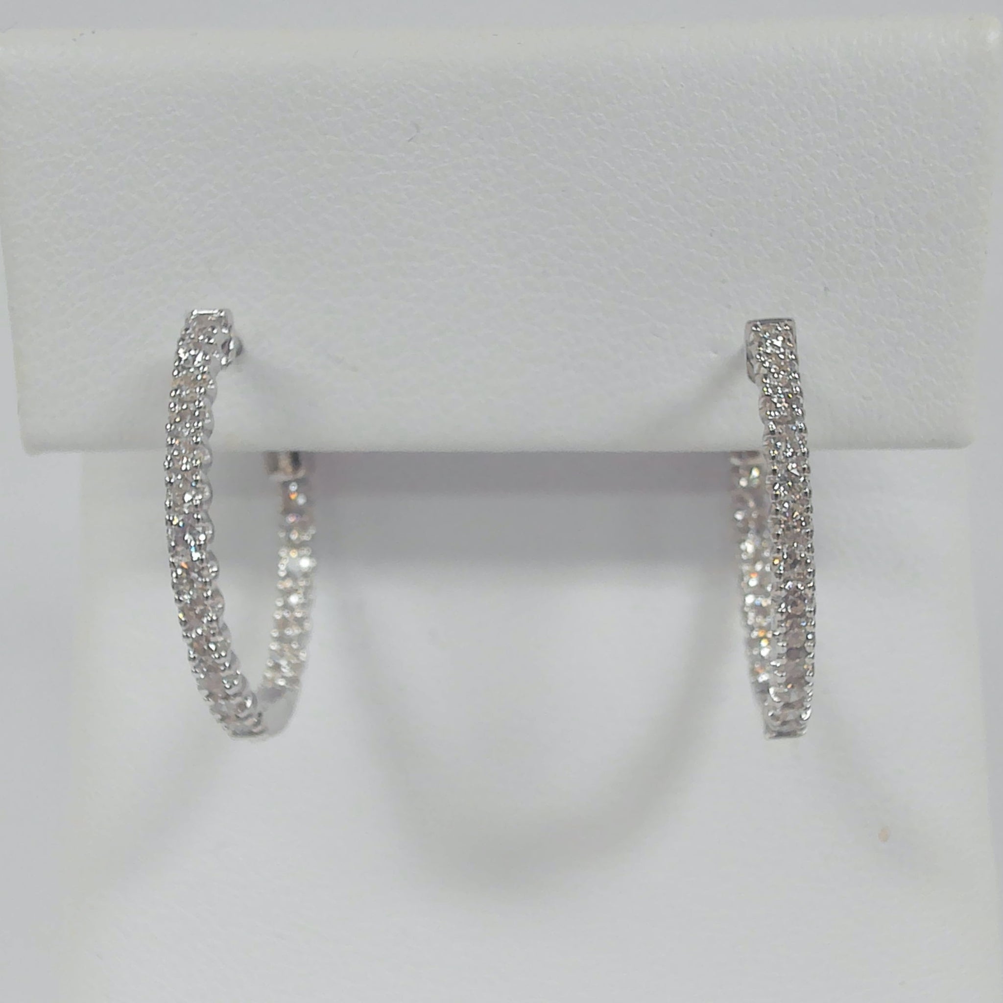 14KWG .75TW Diamond Oval Inside/Outside Hoops