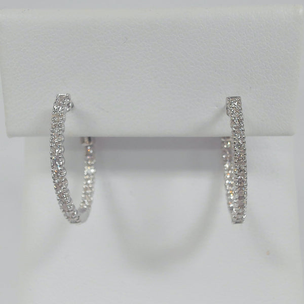 14KWG .75TW Diamond Oval Inside/Outside Hoops