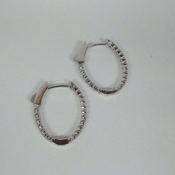 14KWG .75TW Diamond Oval Inside/Outside Hoops