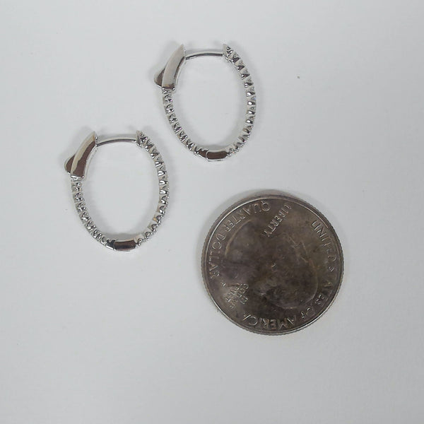 14KWG .75TW Diamond Oval Inside/Outside Hoops