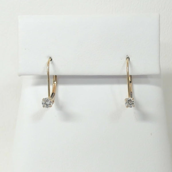 14K 1/4TW Diamond Leverback Earrings
