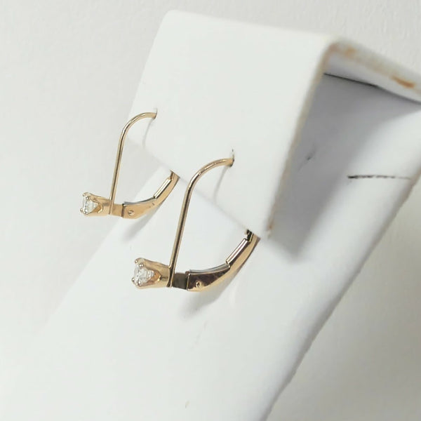 14K 1/4TW Diamond Leverback Earrings