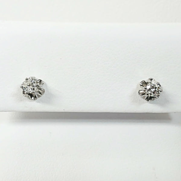 14K 1/8TW Diamond Buttercup Stud Earrings