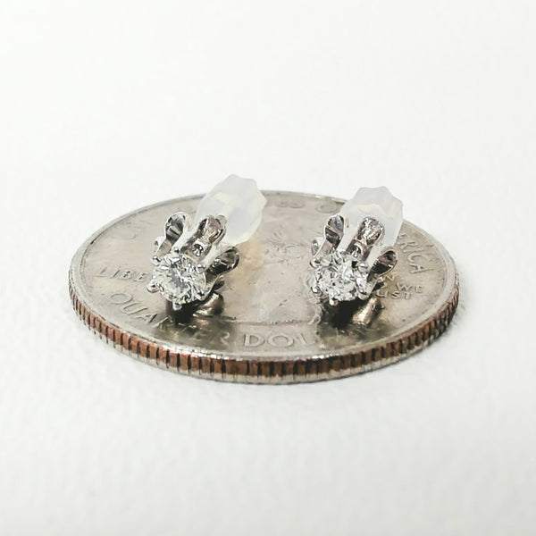 14K 1/8TW Diamond Buttercup Stud Earrings