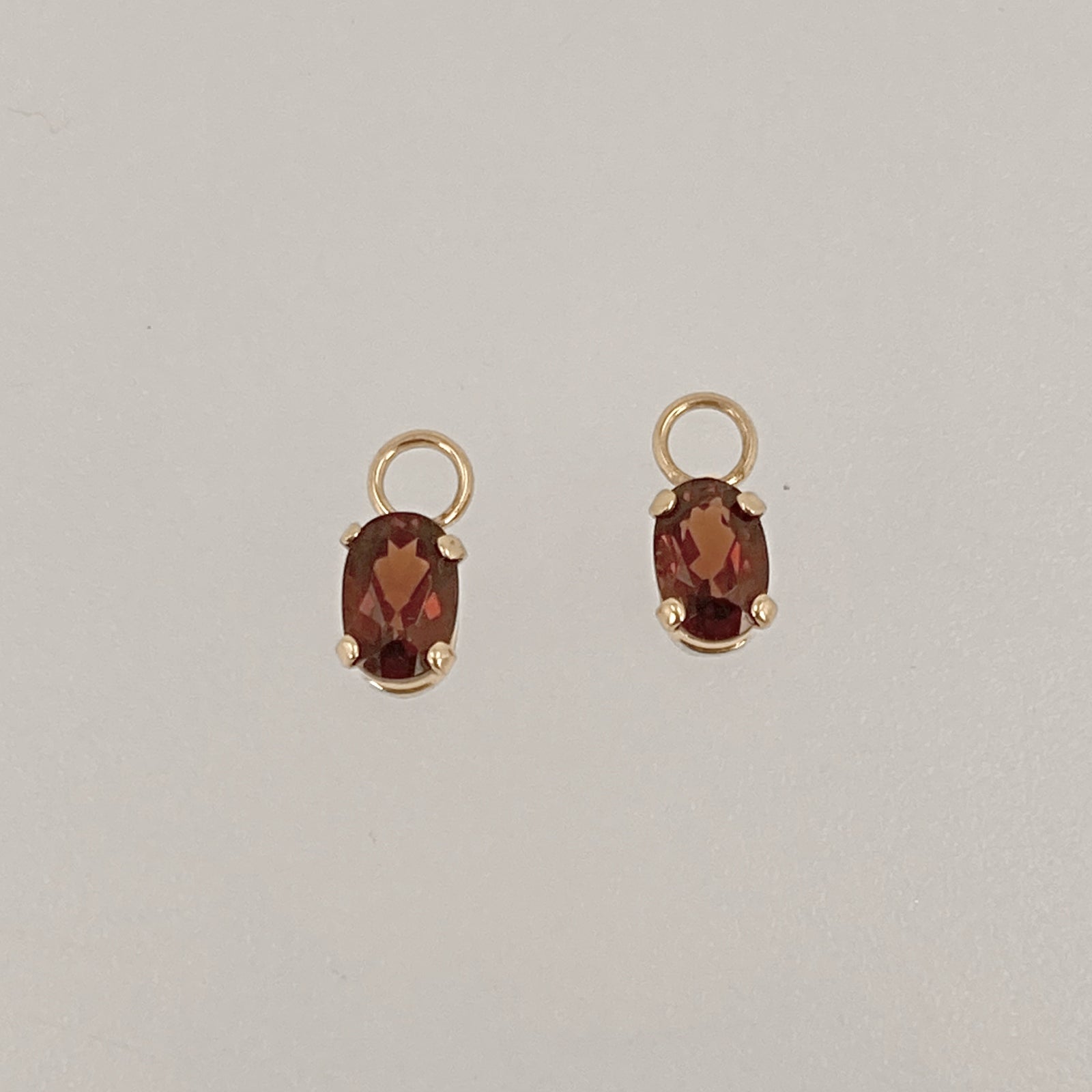 14k Oval Garnet Ear Jackets