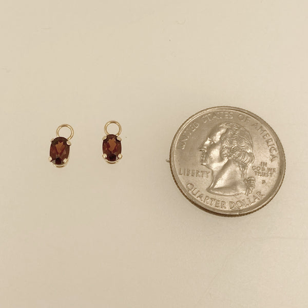 14k Oval Garnet Ear Jackets