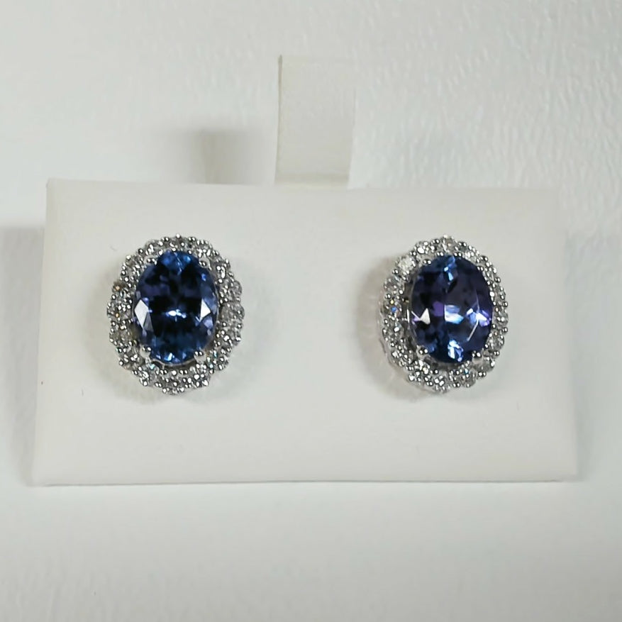 14K Tanzanite & Diamond Earrings
