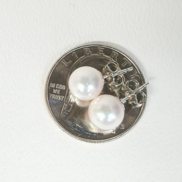 14K 7.5-8MM Japanese Akoya "AA" Cultured Pearl Studs