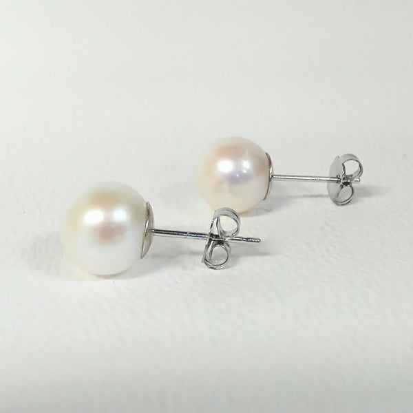 14K 8.0-8.5MM Freshwater "A"  Pearl Studs