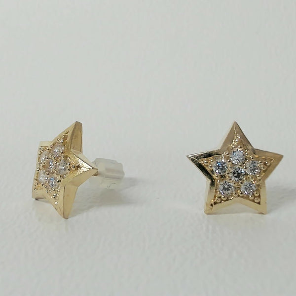 10K CZ Star Stud Earrings