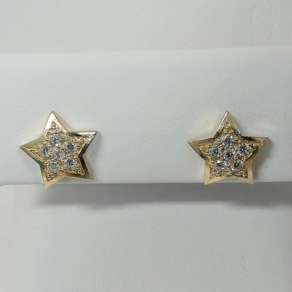 10K CZ Star Stud Earrings