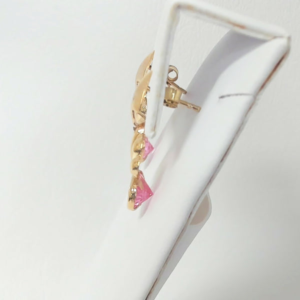 18K Pink CZ Fashion Post Earrings