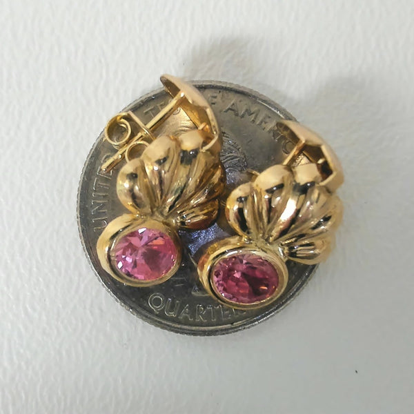 18K Pink CZ Fashion Post Earrings