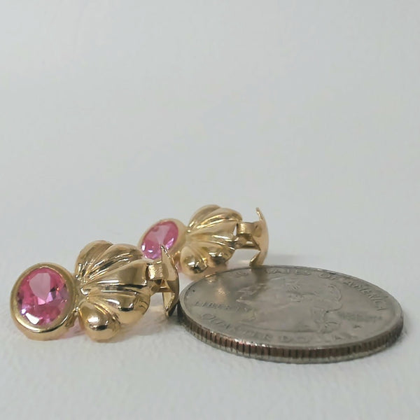 18K Pink CZ Fashion Post Earrings