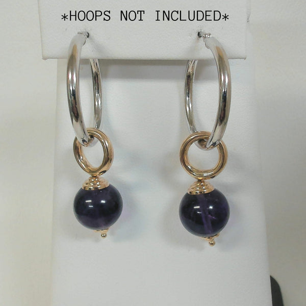 14K 12MM Amethyst Bead Hoop Enhancers