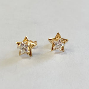 14k Cubic Zirconia Star Post Earrings