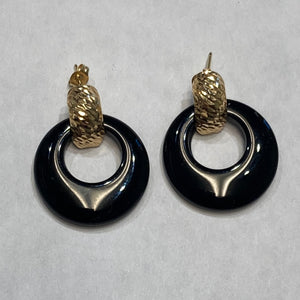 14k Diamond-Cut Black Onyx Earrings