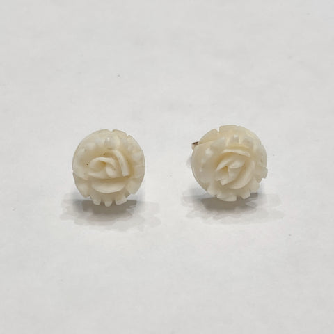 14k Carved Rose Post Earrings