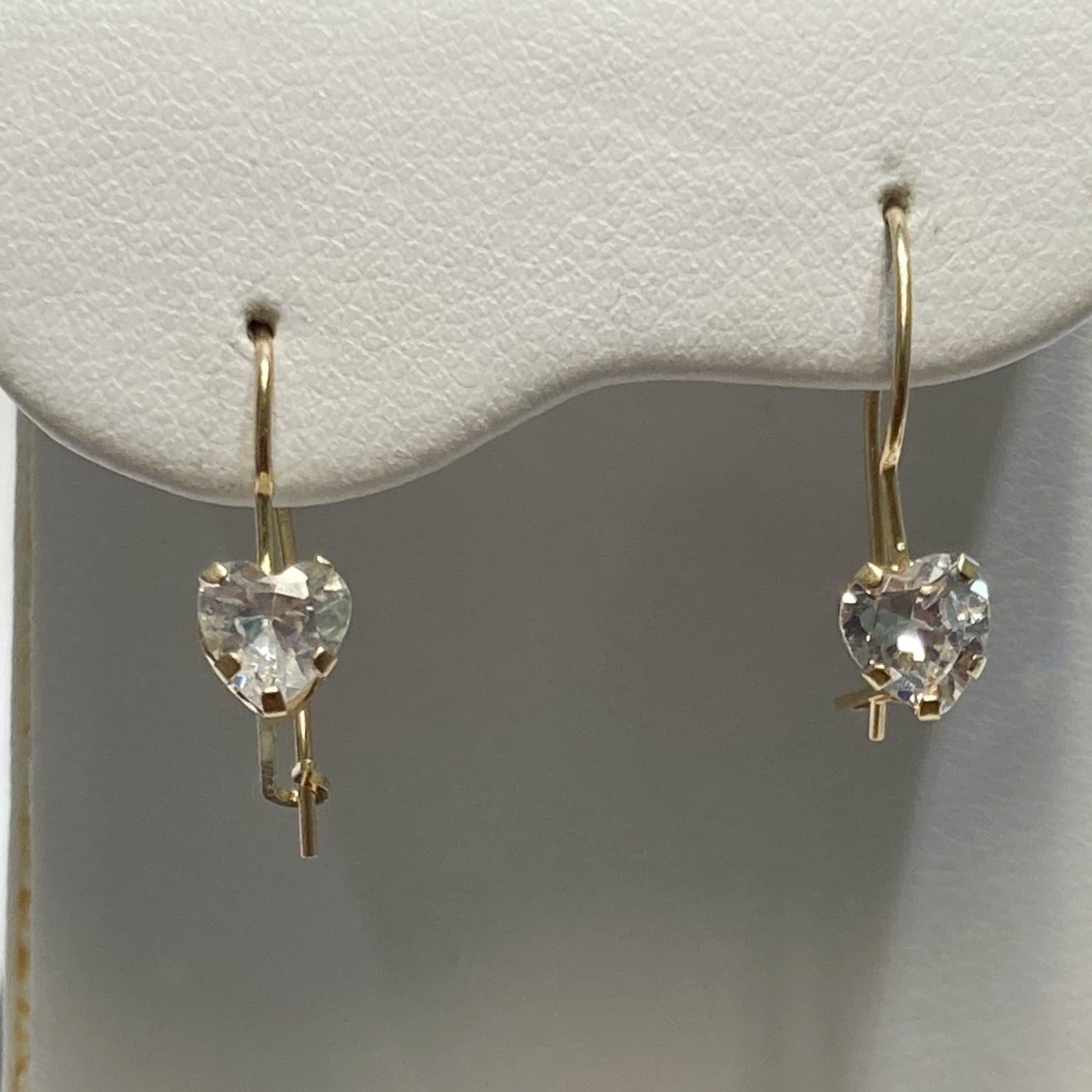 14k Cubic Zirconia Heart French Wire Earrings