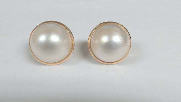 14k Mabe Pearl Omega-Back Earrings