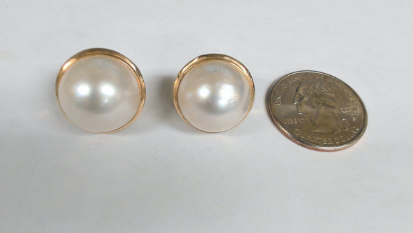 14k Mabe Pearl Omega-Back Earrings