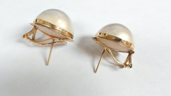 14k Mabe Pearl Omega-Back Earrings