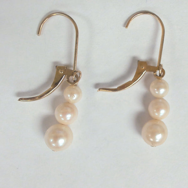 14k 3, Freshwater Pearl Lever-Back Earrings