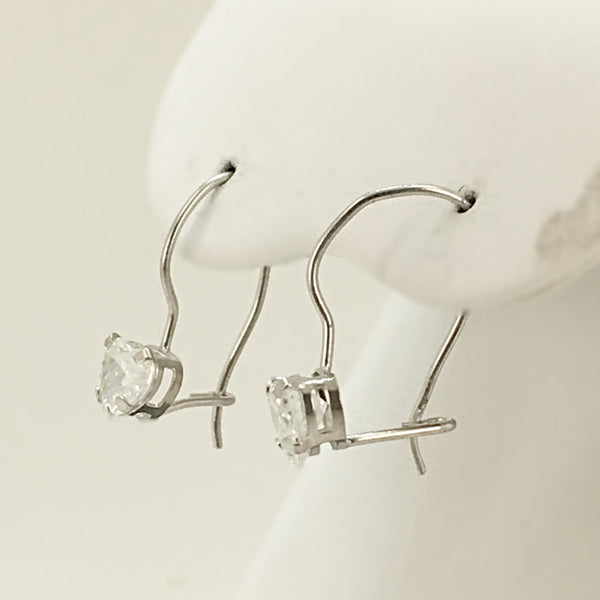 10KWG Cubic Zirconia Heart French Wire Earrings