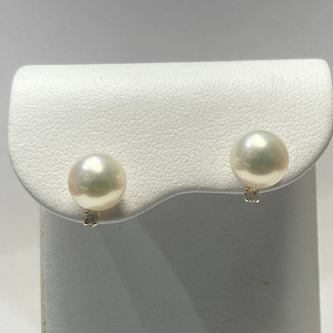 14k Freshwater Pearl & Melee Post Earrings