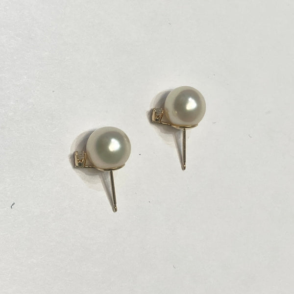 14k Freshwater Pearl & Melee Post Earrings