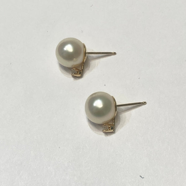 14k Freshwater Pearl & Melee Post Earrings