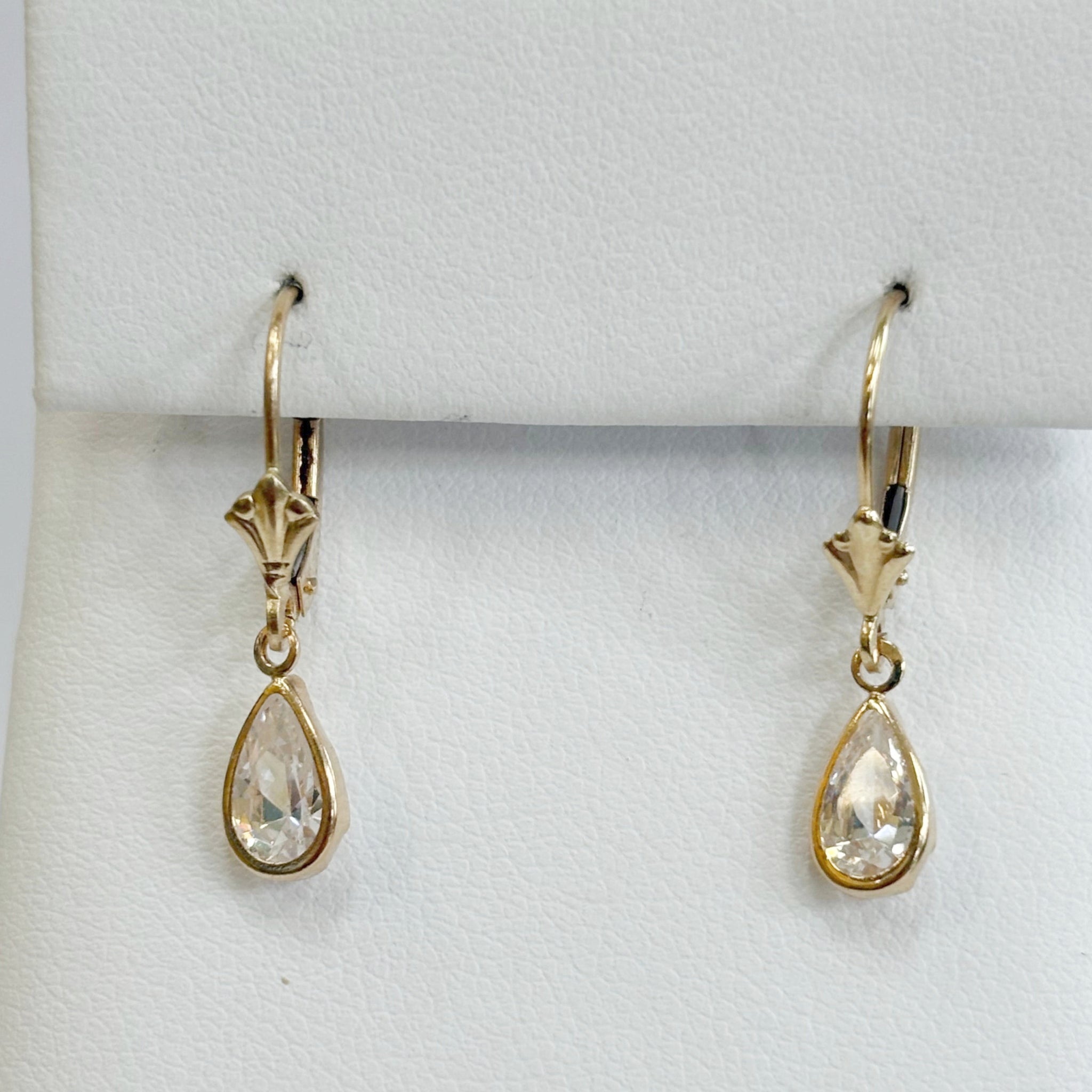 14K Cubic Zirconia Lever-Back Earrings