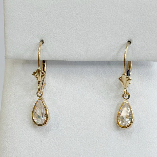 14K Cubic Zirconia Lever-Back Earrings
