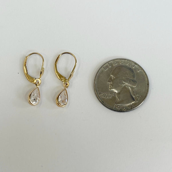 14K Cubic Zirconia Lever-Back Earrings