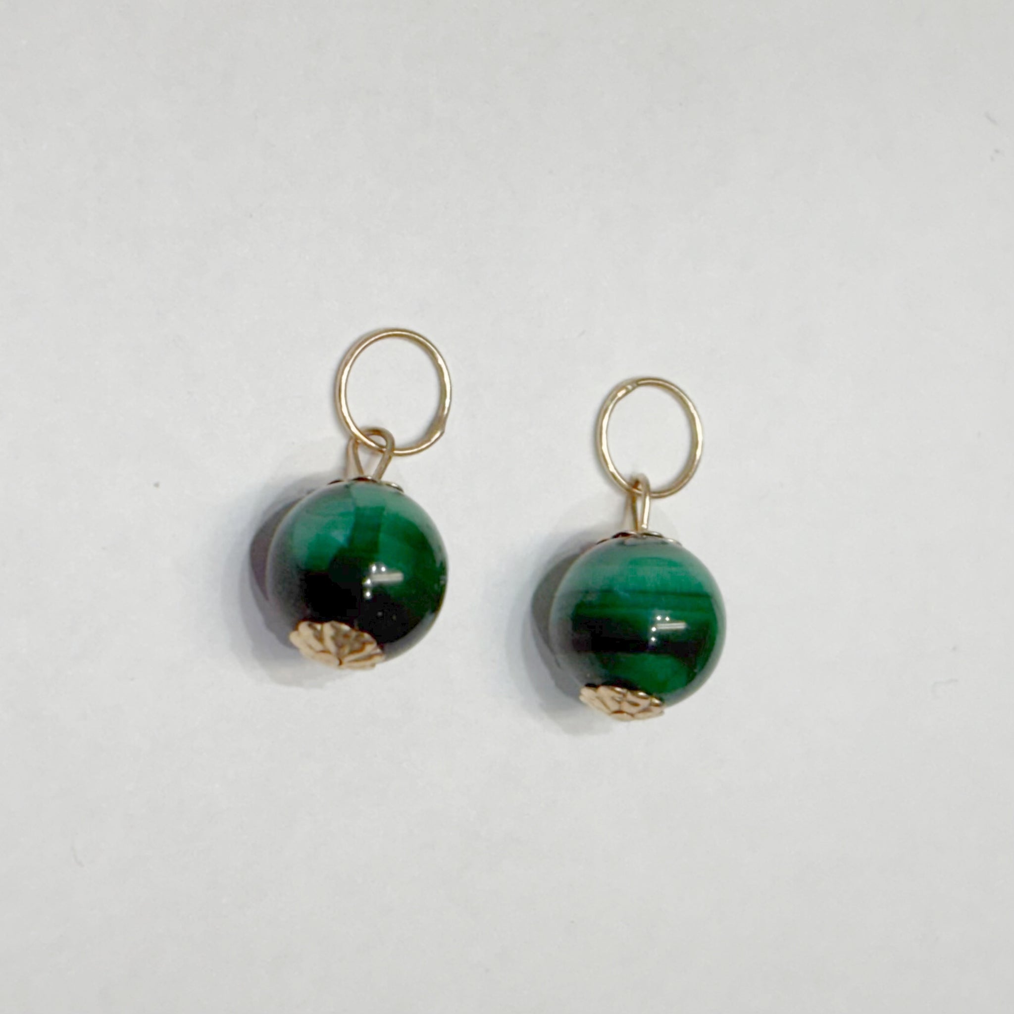 14K Malachite Bead Ear Jackets Earrings