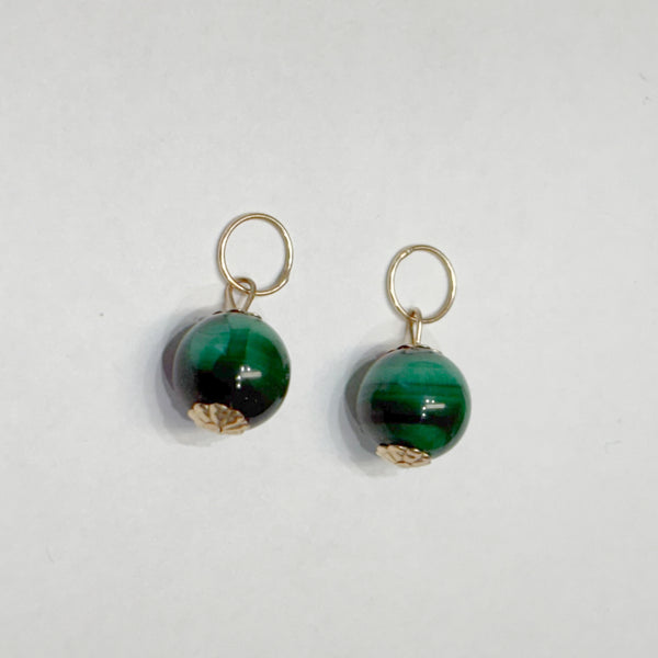 14K Malachite Bead Ear Jackets Earrings