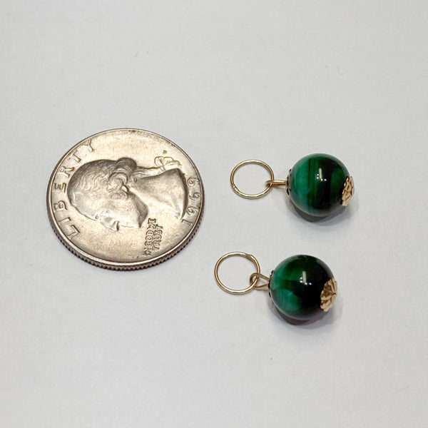 14K Malachite Bead Ear Jackets Earrings