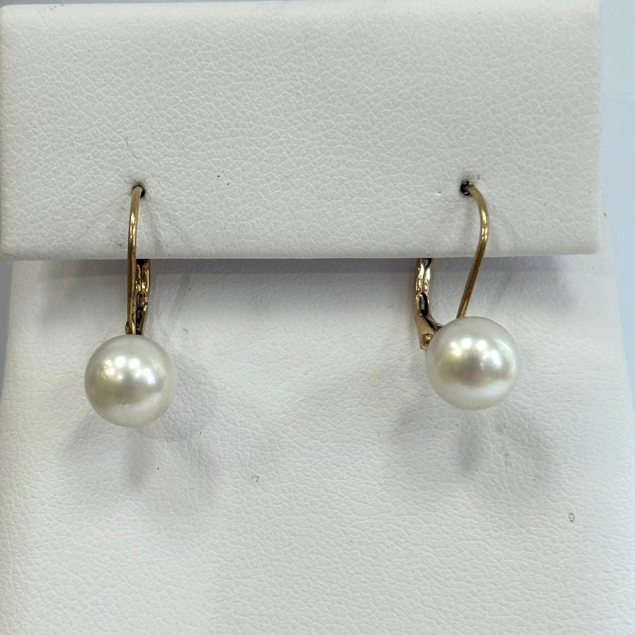 14K Cultured Pearl Lever-Back Earrings