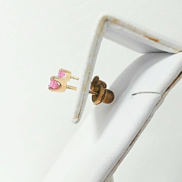 14K 3MM Pink Tourmaline Stud Earrings