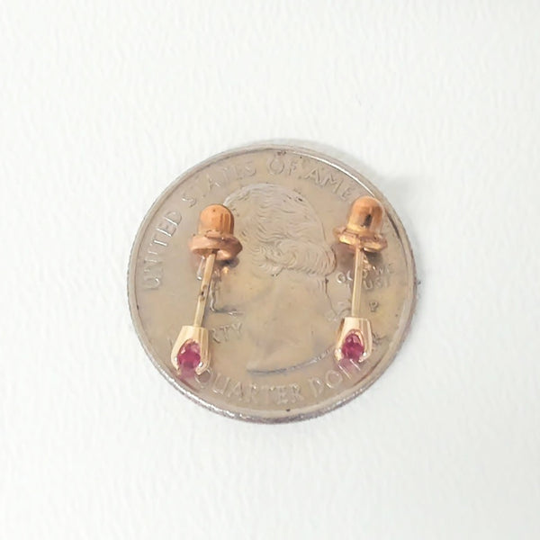 14K 3MM Pink Tourmaline Stud Earrings
