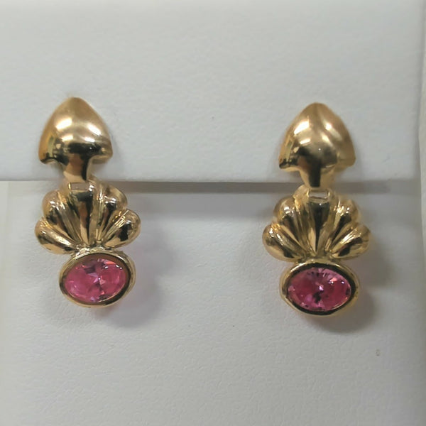 18K Pink CZ Fashion Post Earrings
