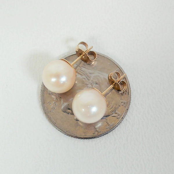 14K 8.5MM Pearl Stud Earrings