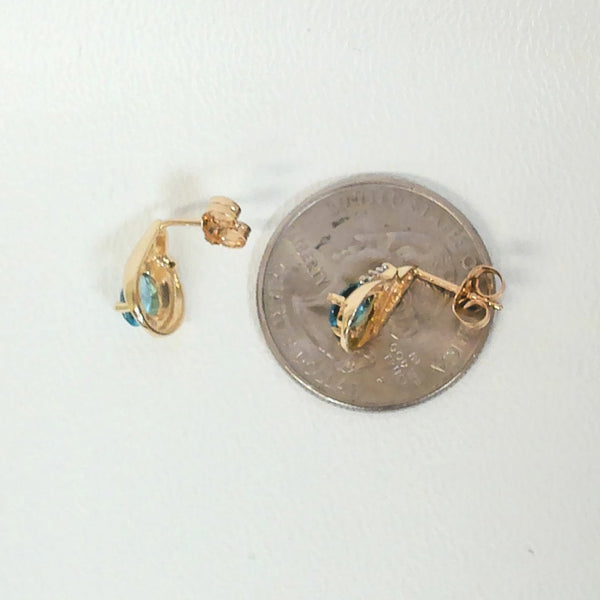 10K Blue Topaz Post Earrings