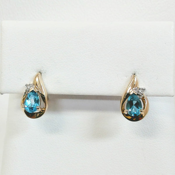 10K Blue Topaz Post Earrings