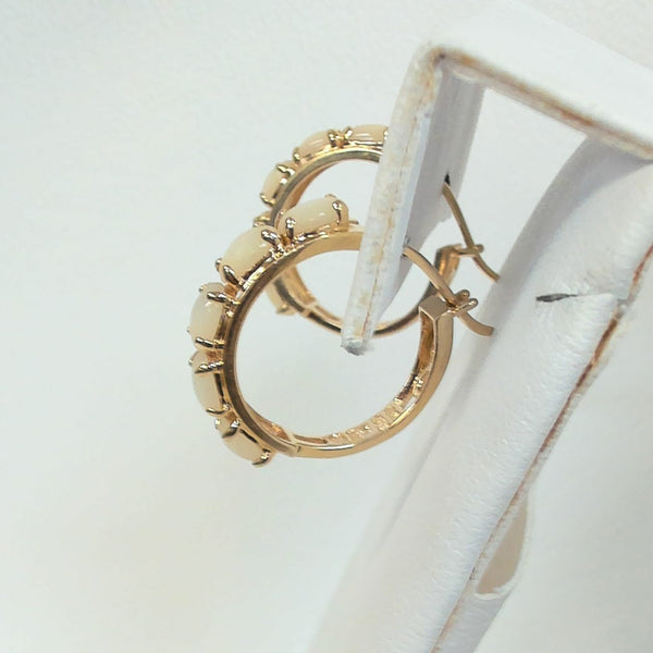14K Mother of Pearl Hoop Earrings